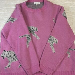 &merci Women's Pink Leopard Sweater